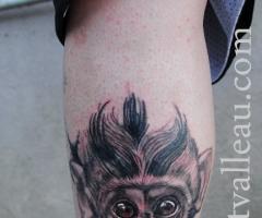 Monkey tattoo by Trent Valleau