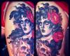 Lady zombie maschera di teschio e fiori
