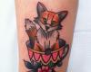 Fox in cup of tea tattoo