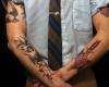 Arm tattoos, dagger, rose, swallows and much more