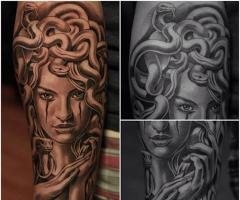Realism medusa tattoo