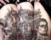 Tatuaje de calavera cruz y catrina