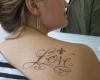 Love Text Tattoo for Girls Back Shoulder