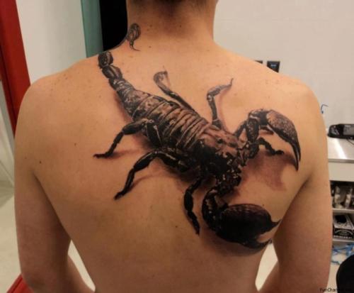 Huge 3d scorpion tattoo