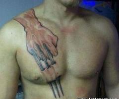 Wolverine tattoo on chest