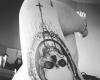 Skull tattoo with rosary picture frame
