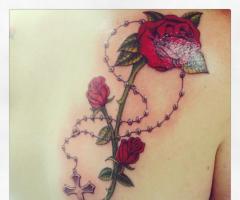 Roses with rosary