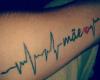 Heartbeats tattoo with the word Mom