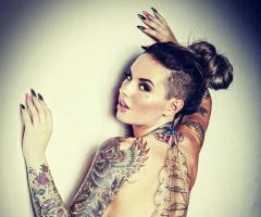 Christy Mack Battleship tattoo on back