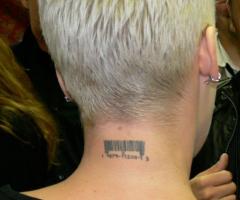 singer Pink barcode tattoo