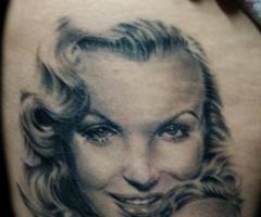 Tattoo portrait of the early years of Marilyn Monroe