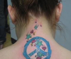 Peace stars and heart tattoos