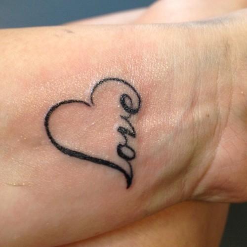 Love and heart tattoo