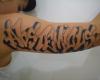 Tatouage drôle avec un mot sur le bras