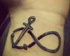 Small anchor and infinity tattoo on wrist