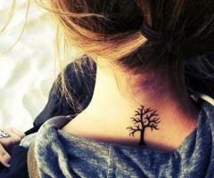 Tree tattoo on neck for girls