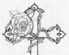 cross with rose and thorns