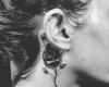 Behind ear tattoo rose