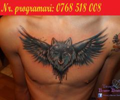wolf tattoo cover by by tatuaje brasov beatris