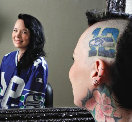 Seattle Seahawks fan McKenzie Brown tattoo