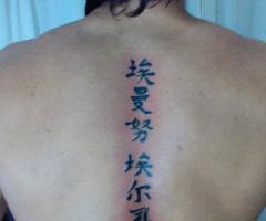 Chinese quote tattoo on back