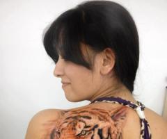 Perfect tiger tattoo on back