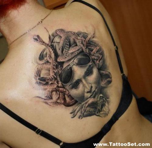 Medusa back tattoo