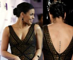 Lettering Tattoo on Spine Jordin Sparks