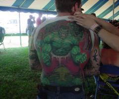 Hulk tattoo on back
