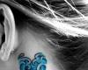 Sea waves heart tattoo on neck