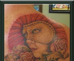 Masquerade Mask and Roses Tattoo