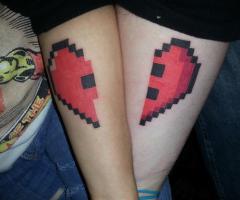 Heart Minecraft couple tattoo