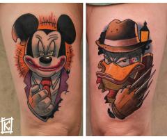 Joker Mickey and Wolverine Donald tattoo