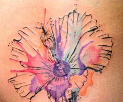 Watercolor Hibiscus Tattoo