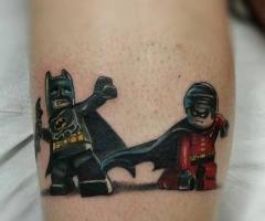 Batman and Robin Lego tattoo