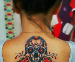 Mexican skull tattoo girl