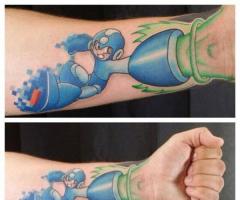 Mega Man shooting tattoo