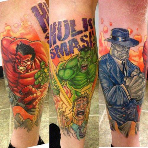 The three colors of the Hulk tattoo