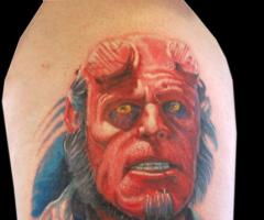 HellBoy tattoo in progress
