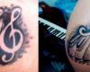 Tatuaje teclas de piano y clave de sol
