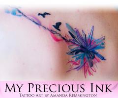 Watercolor abstract cover-up tattoo