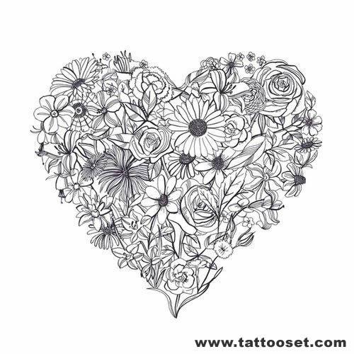 Heart tattoo with flowers