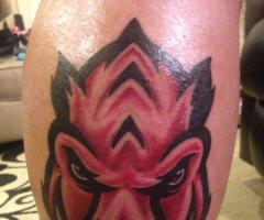Arkansas Razorbacks fan tattoo