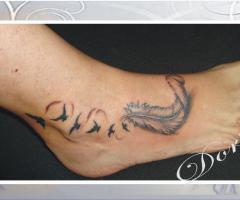 Feather and birds tattoo 3D