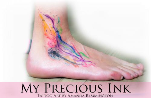 Watercolor Abstract dandelion Tattoo