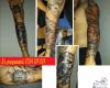 religious sleeve tattoo by Tatuaje Brasov Beatris