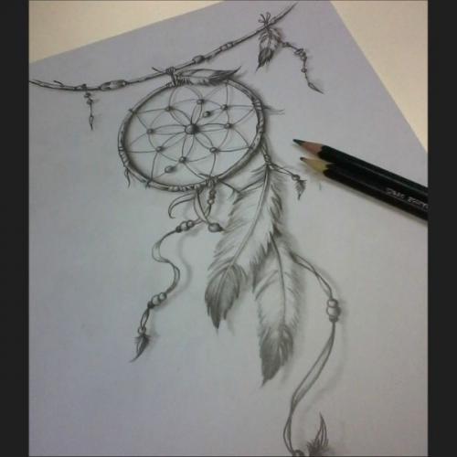 dream catcher drawing for tattoo