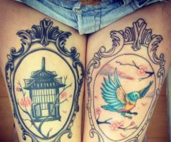 Free Bird tattoo on leg