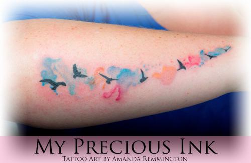 Watercolor Bird Silhouette Tatto