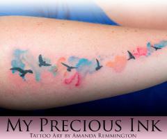 Watercolor Bird Silhouette Tatto